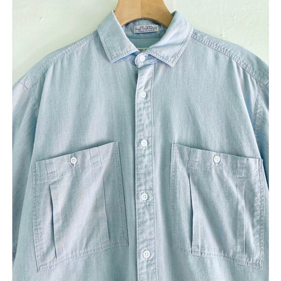 Vintage Light Denim Chambray Single Stitch Button Up- Size Women's Med, USA Made - Picture 5 of 5